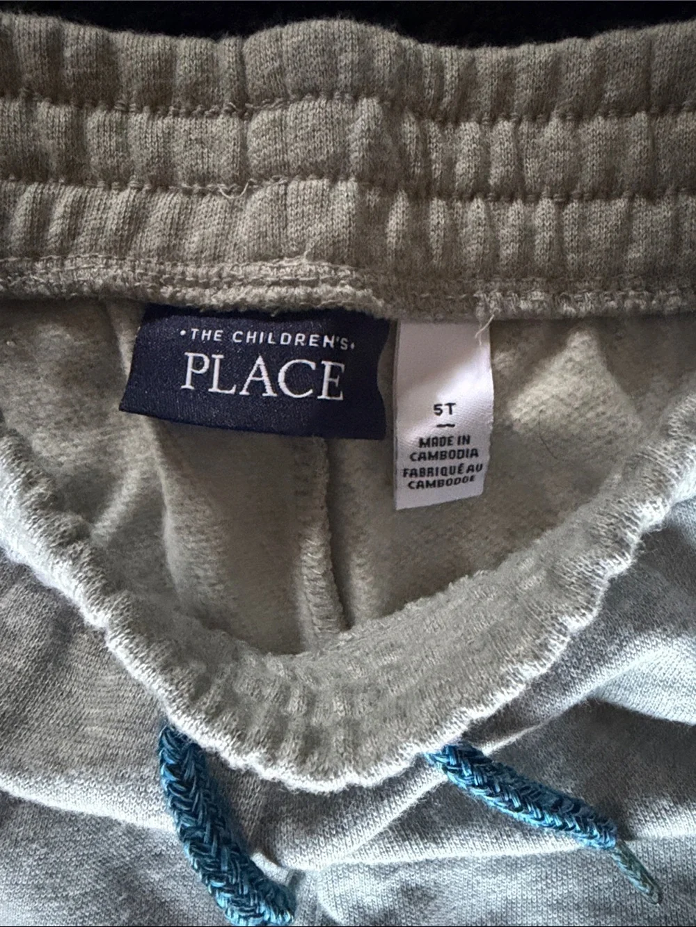 The Children's Place Light Gray Jogger Pants with Blue Drawstring Detail